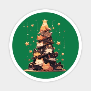 Kawaii Cat Catmas Tree: A Furry Festive Art Christmas Magnet